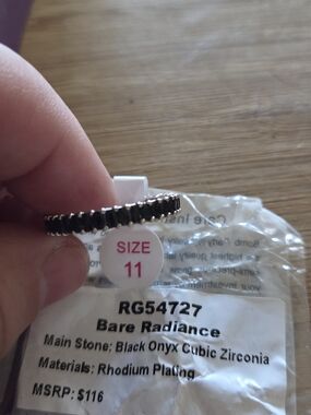 Bare Radiance Black Onyx CZ Rhodium-Plated Ring — Black, Size 11